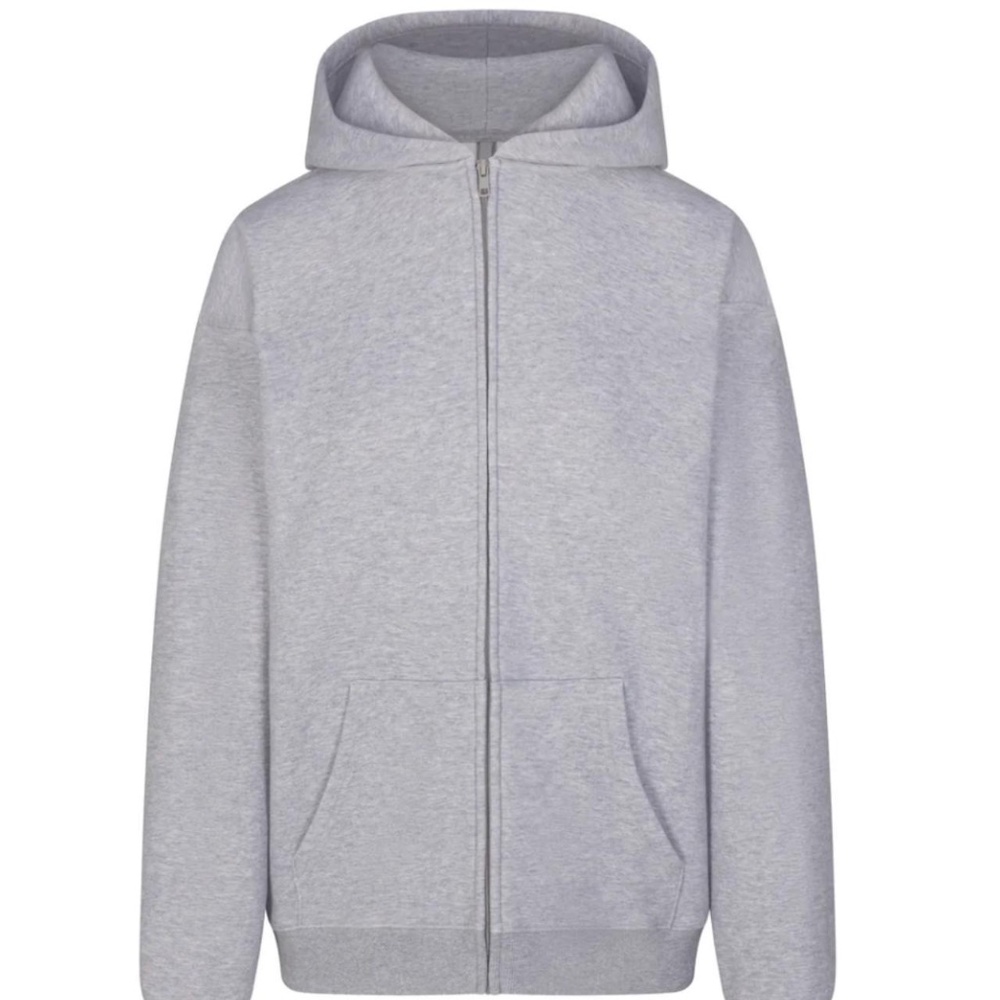 Skims XS Cotton Fleece OVERSIZED ZIP UP HOODIE Color: Heather Grey Made of the s